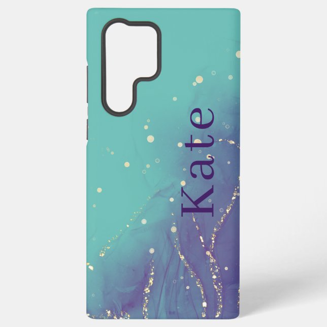 Funda Para Samsung Galaxy Moda de glam morado y Verde azulado (Reverso )