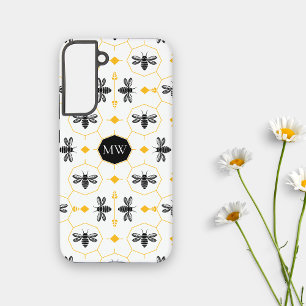 Funda Para Samsung Galaxy S22+ Moda moderna de abeja monogramada de mimbre amaril