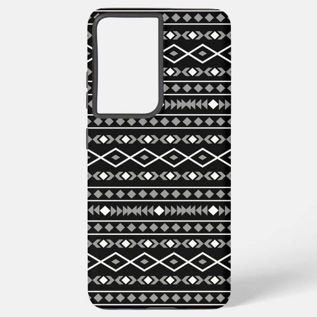Funda Para Samsung Galaxy Modalidades aztecas Patrón negro gris blanco (Reverso )