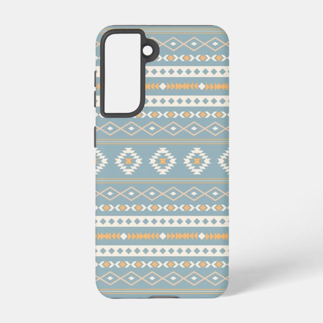 Funda Para Samsung Galaxy Modelo mixto azteca crema Naranja azul (Reverso )