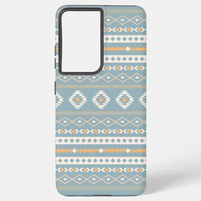 Funda Para Samsung Galaxy Modelo mixto azteca crema Naranja azul (Reverso )