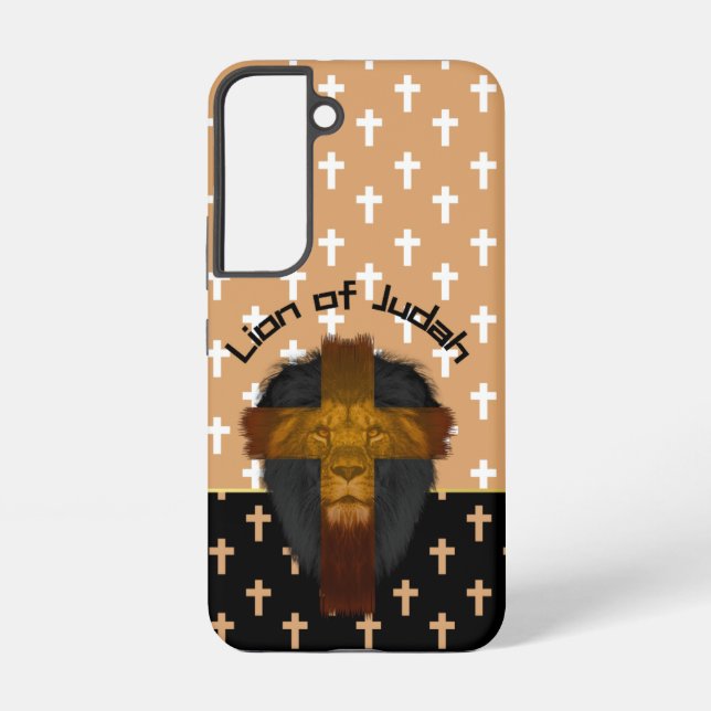 Funda Para Samsung Galaxy Modern Beige Black White Crosses Lion of Judah (Reverso )