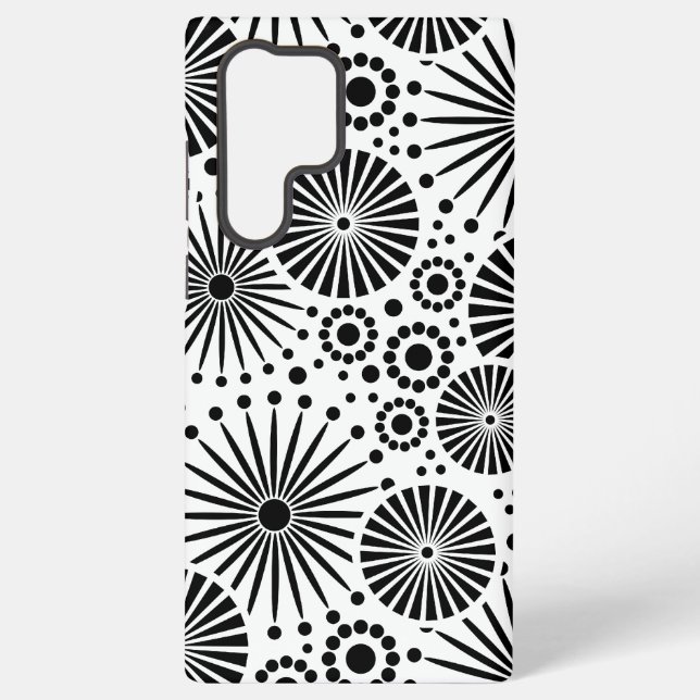 Funda Para Samsung Galaxy Modern Black White Geometric Flowers Starburst  (Reverso )
