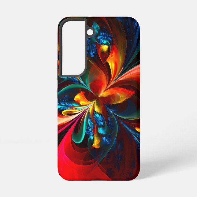 Funda Para Samsung Galaxy Modern Floral Abstract Art Orange Blue Pattern #14 (Reverso )