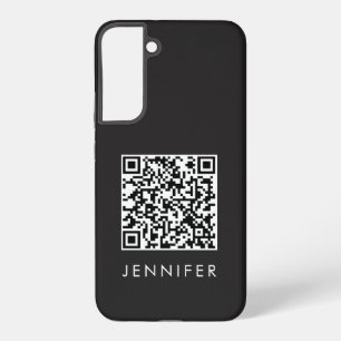 Funda Para Samsung Galaxy S22+ Modern Minimalist Black Executive QR Code Monogram
