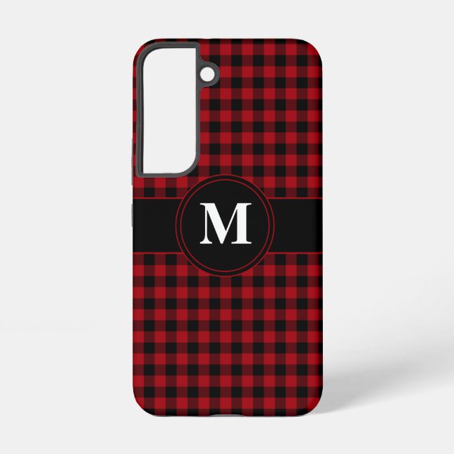Funda Para Samsung Galaxy Modern Monogram Red Plaid Pattern (Reverso )