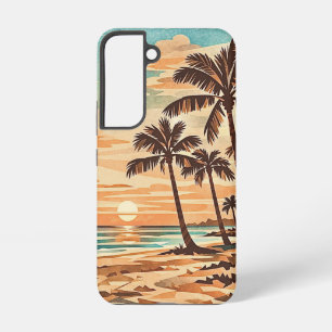 Funda Para Samsung Galaxy S22 moderno de mediados de siglo playa Hawái puesta de
