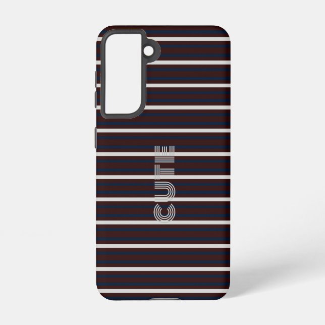 Funda Para Samsung Galaxy Moderno monogramado a rayas (Reverso )