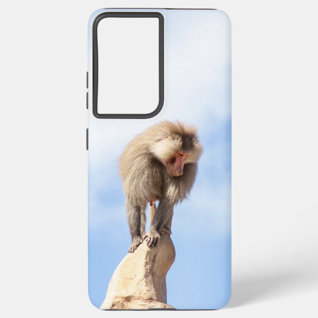 Funda Para Samsung Galaxy Mono babuino en la cima de una montaña (Reverso )