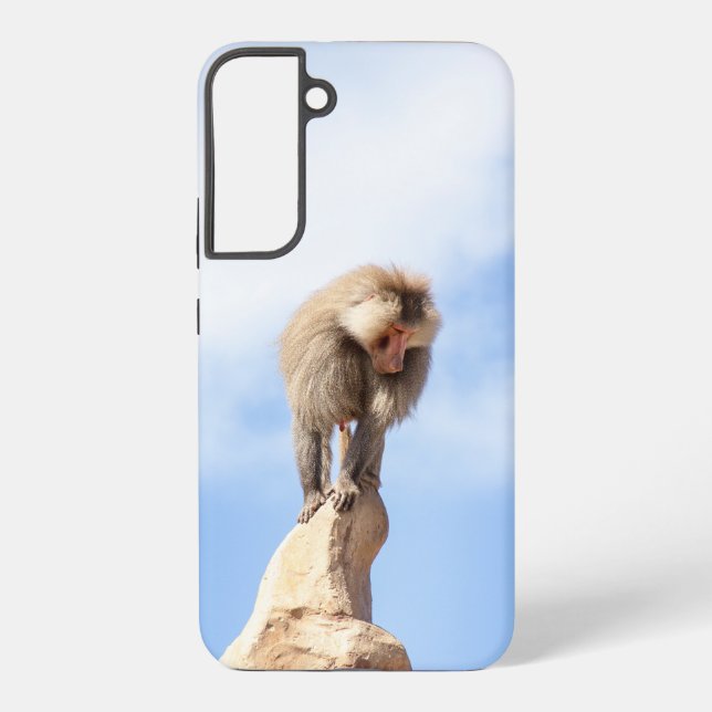Funda Para Samsung Galaxy Mono babuino en la cima de una montaña (Reverso )