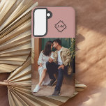 Funda Para Samsung Galaxy S21 Monograma Añadir su propia foto Bloque de color de<br><div class="desc">Mantén tus recuerdos donde puedas verlos con este diseño de bloques de color rosado y la capacidad de añadir tus propias iniciales de fotos y monogramas que se personalizan fácilmente con tus datos personales.</div>