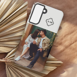 Funda Para Samsung Galaxy S21 Monograma Añadir su propia foto Gris Bloque de col