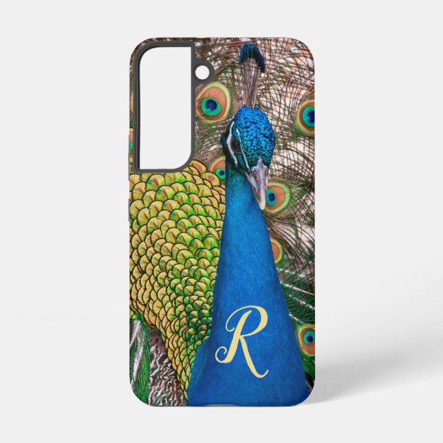 Funda Para Samsung Galaxy Monograma Azul Peacock personalizado (Reverso )