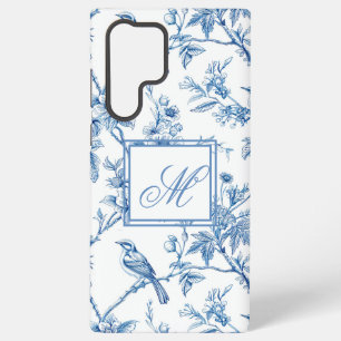 Funda Para Samsung Galaxy S22 Ultra Monograma Chinoisería Azul y Blanco