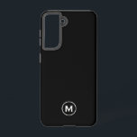 Funda Para Samsung Galaxy S21 Monograma clásico mínimo negro<br><div class="desc">Diseño moderno de bloques clásicos monográficos con medallón monograma blanco y negro.</div>