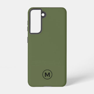 Funda Para Samsung Galaxy S21 Monograma Clásico Verde Ólido mínimo