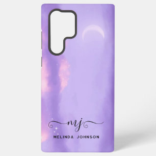 Funda Para Samsung Galaxy S22 Ultra Monograma de cielo de lila púrpura moderno