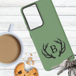 Funda Para Samsung Galaxy S21 Ultra Monograma de Deer Antler<br><div class="desc">Este estuche de teléfono celular con gráfico de ciervo antler tiene un atractivo rústico al aire libre. Personalízalo con la inicial deseada.</div>