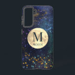 Funda Para Samsung Galaxy S21 Monograma de estrellas de oro y luna del espacio c<br><div class="desc">Este estuche de teléfono lindo y moderno presenta un monograma sobre la falsa luna llena de oro en el espacio con estrellas brillantes de oro falsas. Personalízalo para tus necesidades. Puedes encontrar productos coincidentes en mi tienda.</div>
