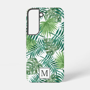 Funda Para Samsung Galaxy S22 Monograma de hojas de palmera botánicas verdes ele