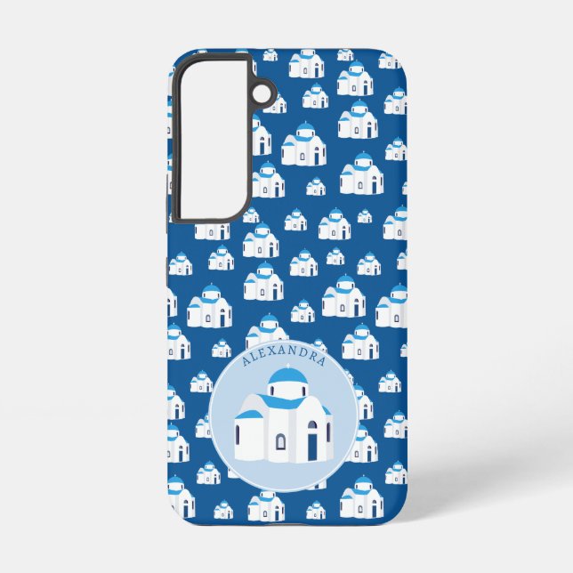 Funda Para Samsung Galaxy Monograma de la Iglesia del Domo Azul de Santorini (Reverso )
