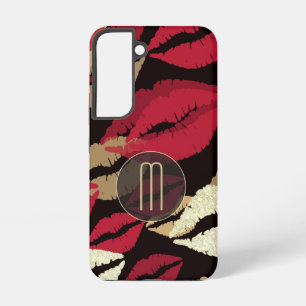 Funda Para Samsung Galaxy S22 Monograma de Labios Rojos Sofisticados