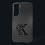 Funda Para Samsung Galaxy S22  Monograma de lujo K sobre gris oscuro<br><div class="desc">Diseño monocromático con la lujosa letra K - en negro sobre un fondo gris oscuro. Todas las cartas están disponibles bajo petición.</div>
