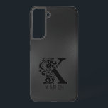 Funda Para Samsung Galaxy S22  Monograma de lujo K sobre gris oscuro<br><div class="desc">Diseño monocromático con la lujosa letra K - en negro sobre un fondo gris oscuro. Todas las cartas están disponibles bajo petición.</div>