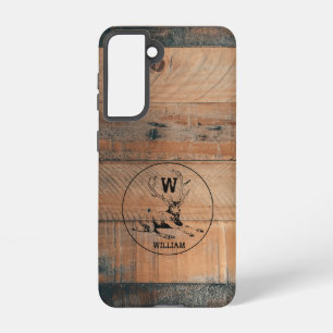Funda Para Samsung Galaxy S21 Monograma de madera rústica personalizado