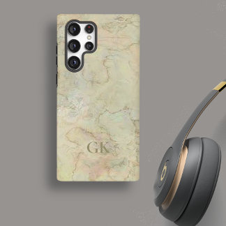 Funda Para Samsung Galaxy S22 Ultra Monograma de mármol crema