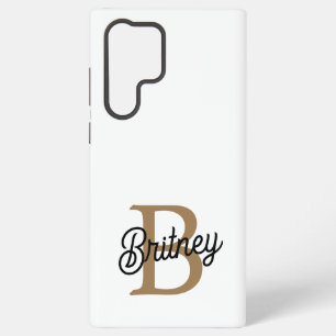 Funda Para Samsung Galaxy S22 Ultra Monograma de nombre elegante moderno en guión negr