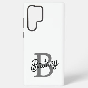 Funda Para Samsung Galaxy S22 Ultra Monograma De Nombre Elegante Moderno Script Gris N
