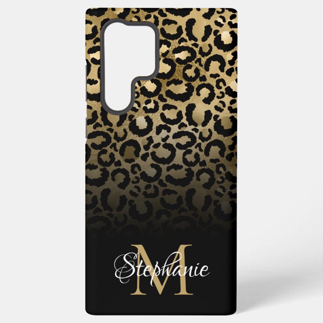 Funda Para Samsung Galaxy Monograma de Ombre Ombre de Leopardo de Oro Girly  (Reverso )