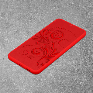 Funda Para Samsung Galaxy S22 Ultra Monograma de remolino rojo monocromático