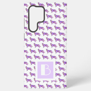 Funda Para Samsung Galaxy S22 Ultra Monograma de silueta morada de perro Border Collie