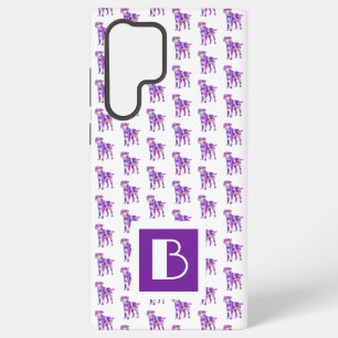Funda Para Samsung Galaxy S22 Ultra Monograma de silueta morada de perro Border Terrie