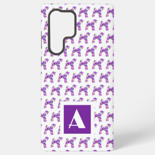 Funda Para Samsung Galaxy S22 Ultra Monograma de silueta morada de perro Terrier de Ai