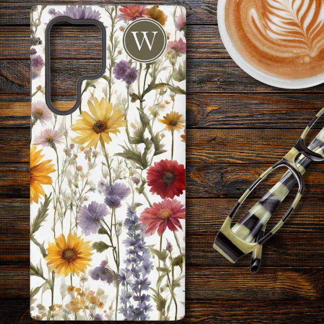 Funda Para Samsung Galaxy Monograma del campo de las flores silvestres del p (Subido por el creador)