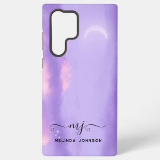 Funda Para Samsung Galaxy S22 Ultra Monograma del cielo púrpura moderno Lilac