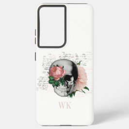 Funda Para Samsung Galaxy S21+ Monograma del cráneo de rosas góticas vintage