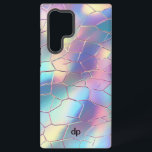 Funda Para Samsung Galaxy S22 Ultra Monograma del patrón de fondo del Relieve metaliza<br><div class="desc">Personalizado de patrón de papel digital de fondo de Relieve metalizado holográfico colorido Monograma de  de patrón de papel.</div>