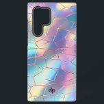 Funda Para Samsung Galaxy S22 Ultra Monograma del patrón de fondo del Relieve metaliza<br><div class="desc">Personalizado de patrón de papel digital de fondo de Relieve metalizado holográfico colorido Monograma de  de patrón de papel.</div>