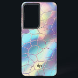 Funda Para Samsung Galaxy S21 Ultra Monograma del patrón de fondo del Relieve metaliza<br><div class="desc">Personalizado de patrón de papel digital de fondo de Relieve metalizado holográfico colorido Monograma de  de patrón de papel.</div>