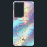 Funda Para Samsung Galaxy S21 Ultra Monograma del patrón de fondo del Relieve metaliza<br><div class="desc">Personalizado de patrón de papel digital de fondo de Relieve metalizado holográfico colorido Monograma de  de patrón de papel.</div>
