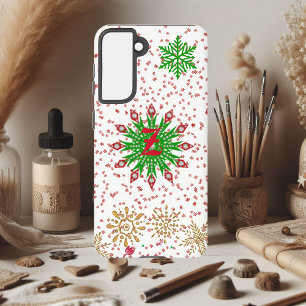 Funda Para Samsung Galaxy S21 Monograma del Personalizado de navidad de los copo