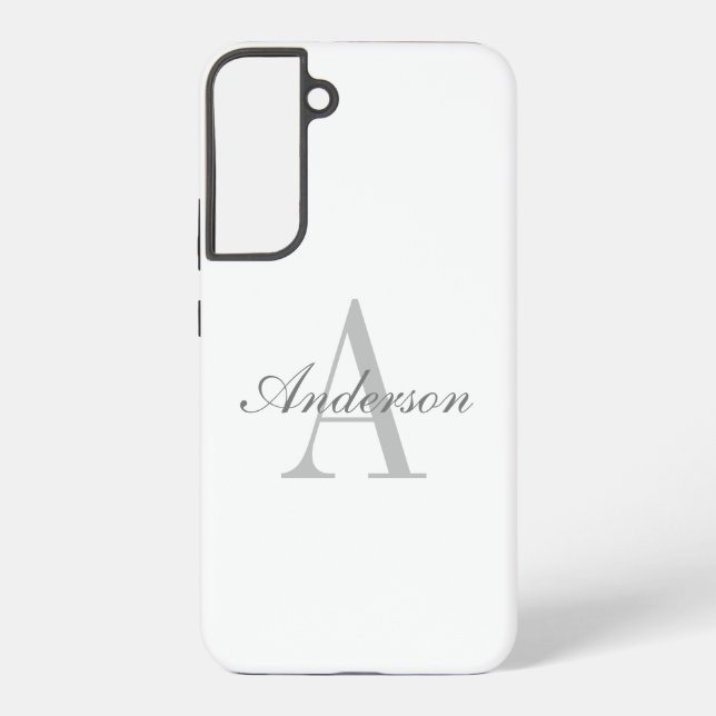 Funda Para Samsung Galaxy Monograma elegante blanco y gris (Reverso )