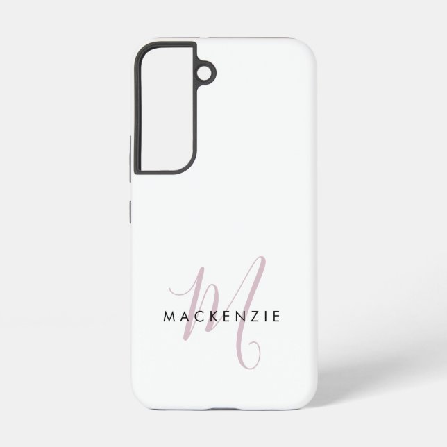 Funda Para Samsung Galaxy Monograma elegante de escritura rosa Rubor blanco  (Reverso )