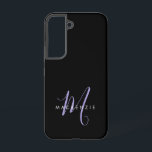 Funda Para Samsung Galaxy S22 Monograma elegante de estilo moderno de lavanda ne<br><div class="desc">Estuche monograma elegante de estilo moderno de lavanda negra. Un elegante monograma de Lavender combinado con una limpia fuente san-serif blanca le da un aspecto contemporáneo.</div>