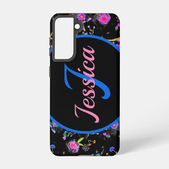Funda Para Samsung Galaxy Monograma floral elegante (Reverso )