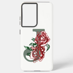 Funda Para Samsung Galaxy S21 Ultra Monograma floral J letra mayúscula